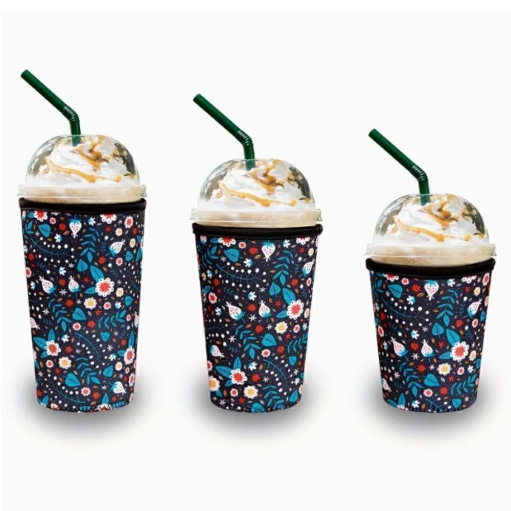 NEW! Whimsical Neoprene Insulated Iced Drink Sleeve Set of Three Coffee Starbuck
